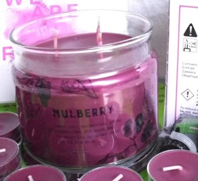 PartyLite MAULBEERE 3 Docht Duftwachsglas + 12 Teelicht OVP G73F29Q Mulberry 