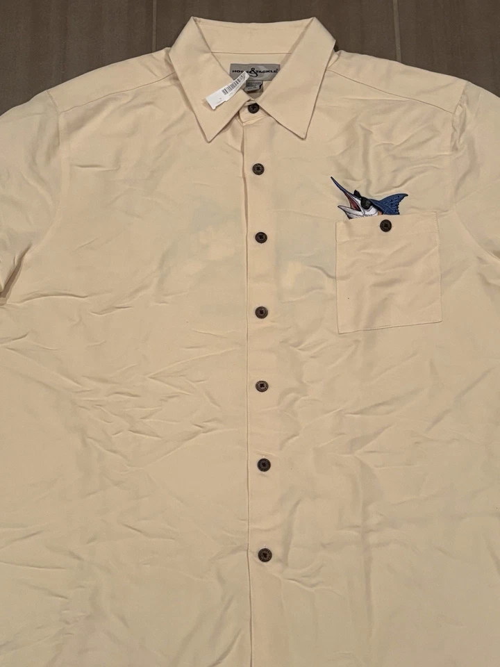 NUEVO CON ETIQUETAS Gancho y Aparejos Camisa Abotonada Booze Brothers Algodón Bordado Para Hombre XL Foto 3 de 4