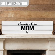 Mother's Day Decorative Sign Metal Plaque Home Is Where Mom Is 4x16 Inch