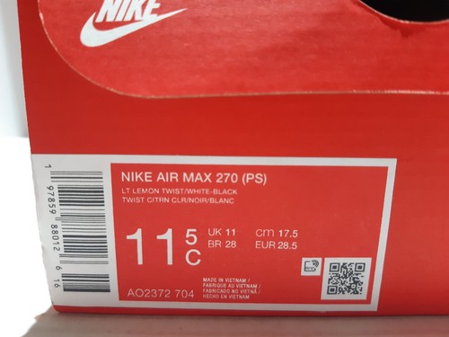 Nike Air Max 270 Jungen & Mädchen Sneaker - Größe UK 11 - AO2372-704 - UVP 74,95£ - Bild 9 von 9