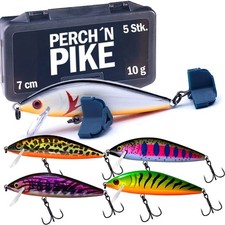 5er Forellen Wobbler Set mit Tackle-Box, 7cm I 10g sinkender Forellenköder