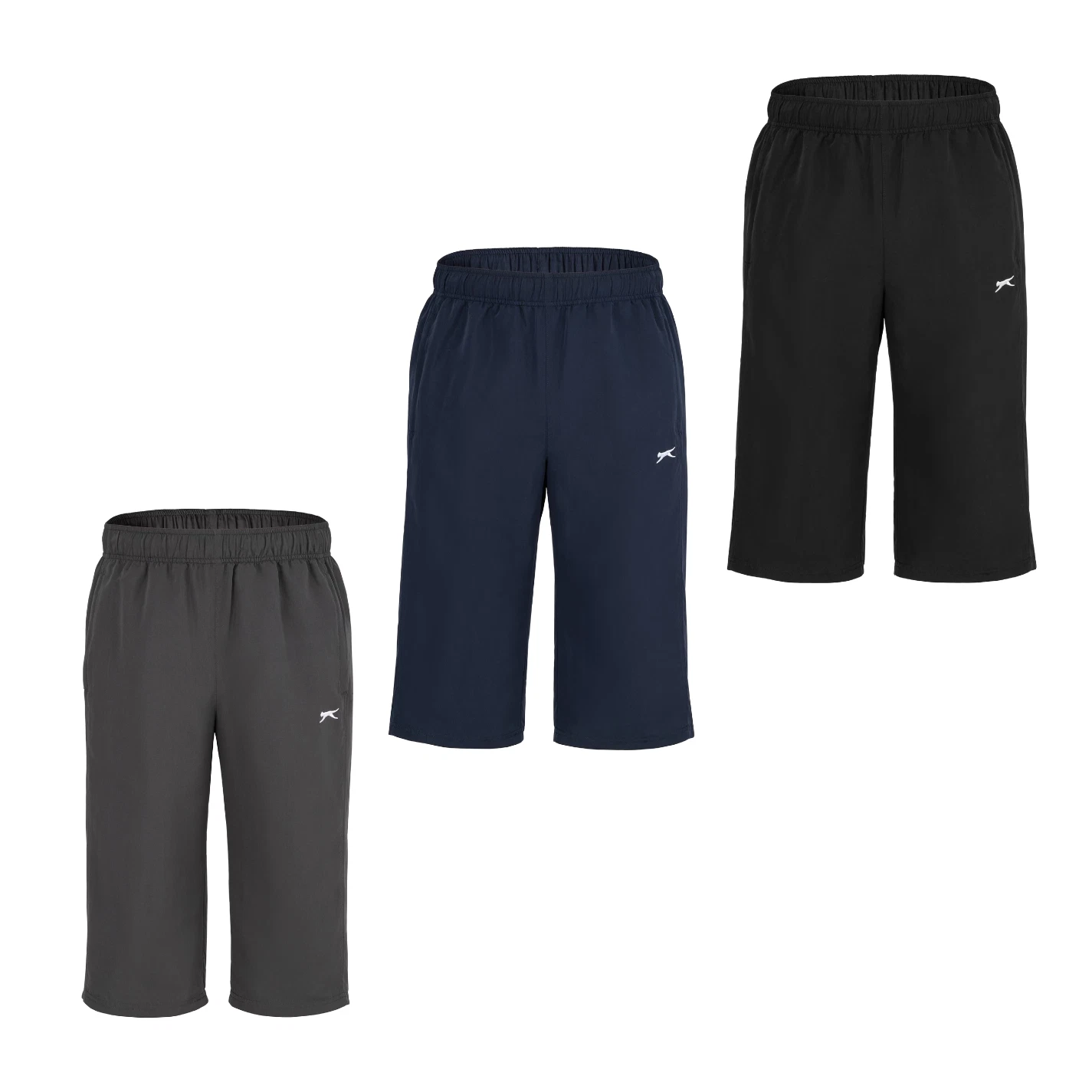Mens Slazenger 3/4 Three Quarter Shorts Tracksuit Bottoms Gym Pants Zip Pockets