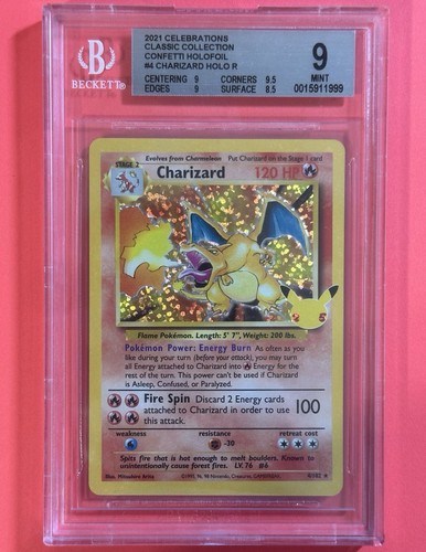 Pokémon TCG Charizard 4/102 Holo 2021 Celebrations Classic Collection BGS 9 Mint