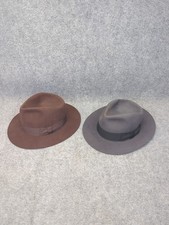 2 Vintage Stetson Indiana Jones Authentic Wool Fedora Hat Made in USA Size small
