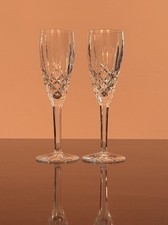 Waterford ARAGLIN Champagne Flutes Set of Two- Criss Cross Cut Glasses - c. 1985