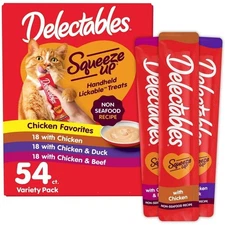 Hartz Delectables Squeeze up Non-Seafood Variety Pack Lickable Wet Cat Treats.