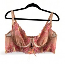 NWT Torrid Size 2X Multicolor Floral Mesh Embroidered Lace-Up Underwire Bra