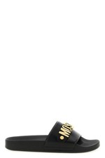 MOSCHINO Black Rubber Pool Slides New Authentic