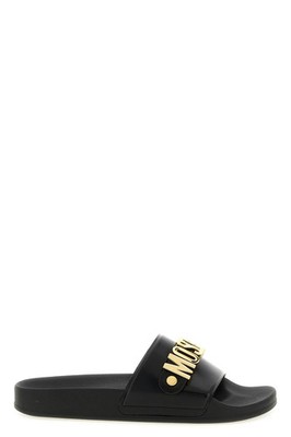 MOSCHINO Black Rubber Pool Slides New & Authentic