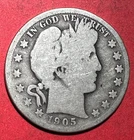 1905S US Barber SILVER Half Dollar "San Francisco" Mint! Good! Lower Mintage!