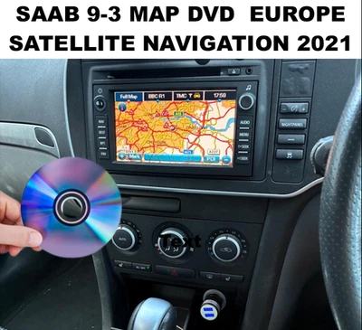 🛰️ SAAB 9-3 navegación por satélite actualización de mapa DVD 2021 Delphi/Grundig pantalla táctil - Reino Unido y Europa