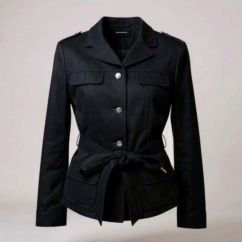 Chaqueta Blazer MICHAEL KORS 8 M Negra Algodón Cepillado con Cinturón R $195 Foto 2 de 4