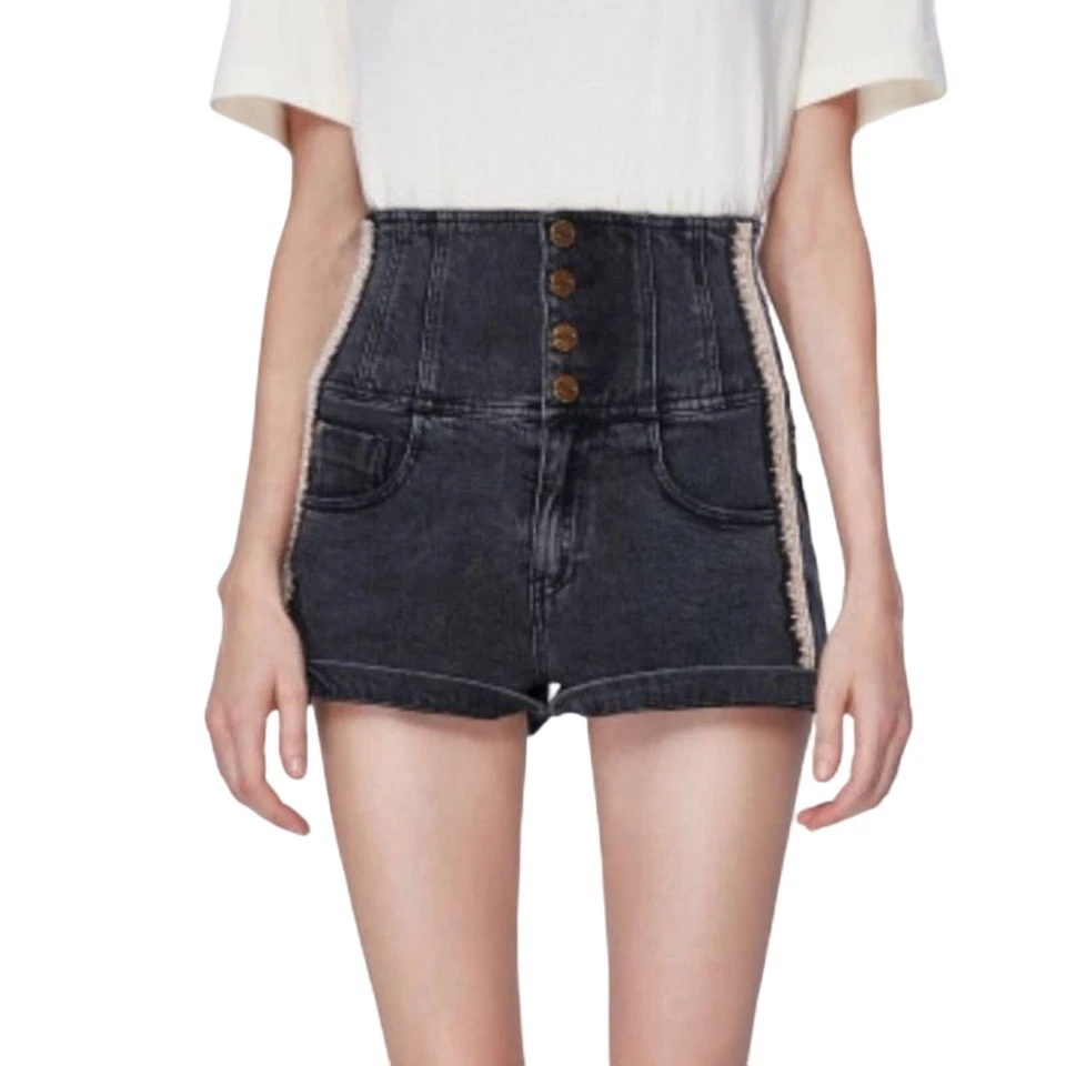 Pantalón Corto Denim Bordado MISS SIXTY Talla 24 Colección Angel Coquete Acubi Y2K Boho Foto 2 de 4