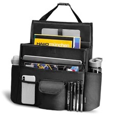 Car Front Seat Organizer, Back Seat Storage with Adjustable Straps Truck Black