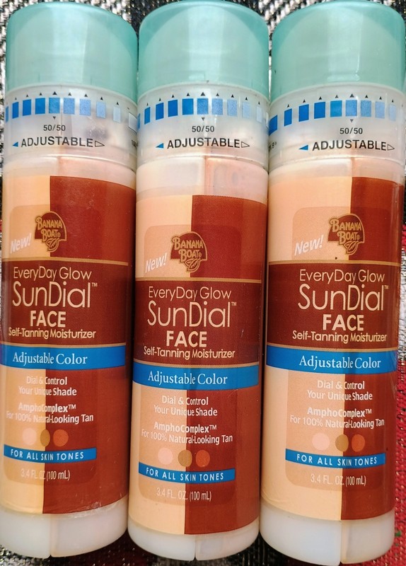 ( 3 ) 3.4 Fl oz Rare Banana Boat Everyday Glo Sundial Face Adjustable Color Self