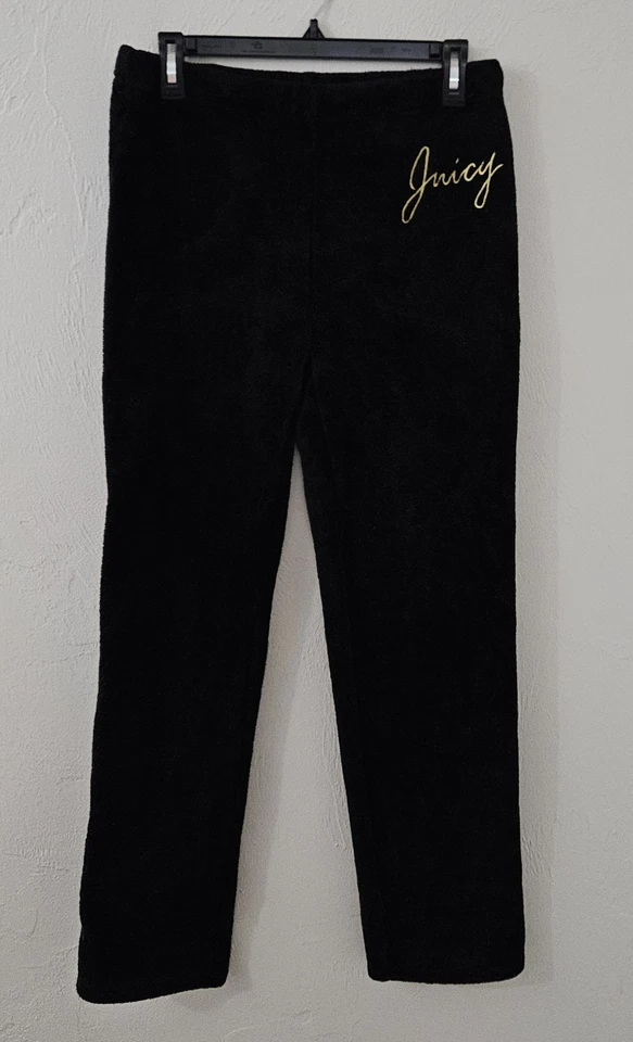 Pijama Juicy Couture negro terciopelo dormir pantalones de salón para mujer talla pequeña Foto 2 de 4