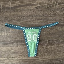 Pink By Victoria s Secret Xs Green, Cotton Thong Panties