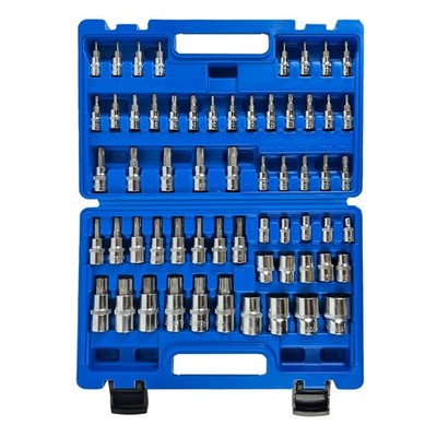 SUNHZ MCKP 60 Pc Torx Bit Socket Set E T TT TP SAE Metric Cr-V Case