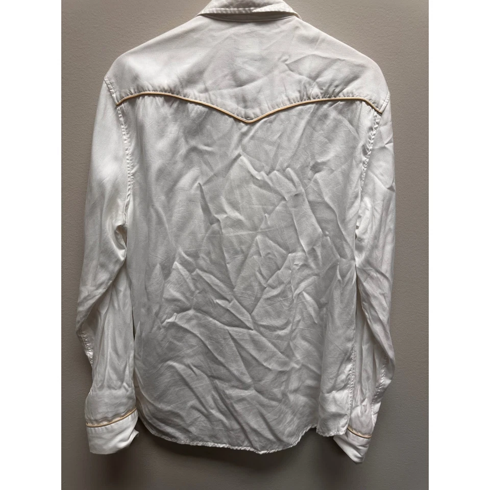 Camisa H&M Calce Ajustado Blanca Camisa Abotonada Mujeres Mediana Manga Larga Prendas para el torso Lyocell Foto 3 de 4