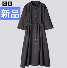 UNIQLO U Stand Collar Shirt Dress Dark Gray M New未使用 Perfect Condition