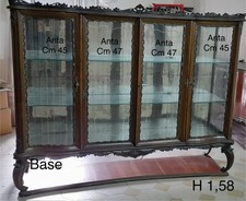 VETRINA CRISTALLIERA ANTICA IN LEGNO MASSELLO INTAGLIATO A MANO  ANNI 1950/60