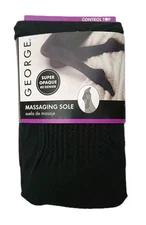 GEORGE Women's Control Top Stocking Massaging Sole Super Opaque Black Size 2