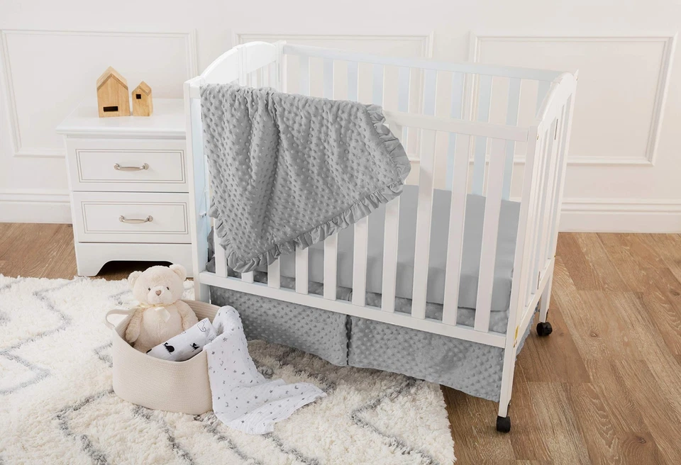 Juego de cama Heavenly Soft Minky Dot 3 piezas mini/portátil para cuna, gris, para niño... Foto 3 de 4