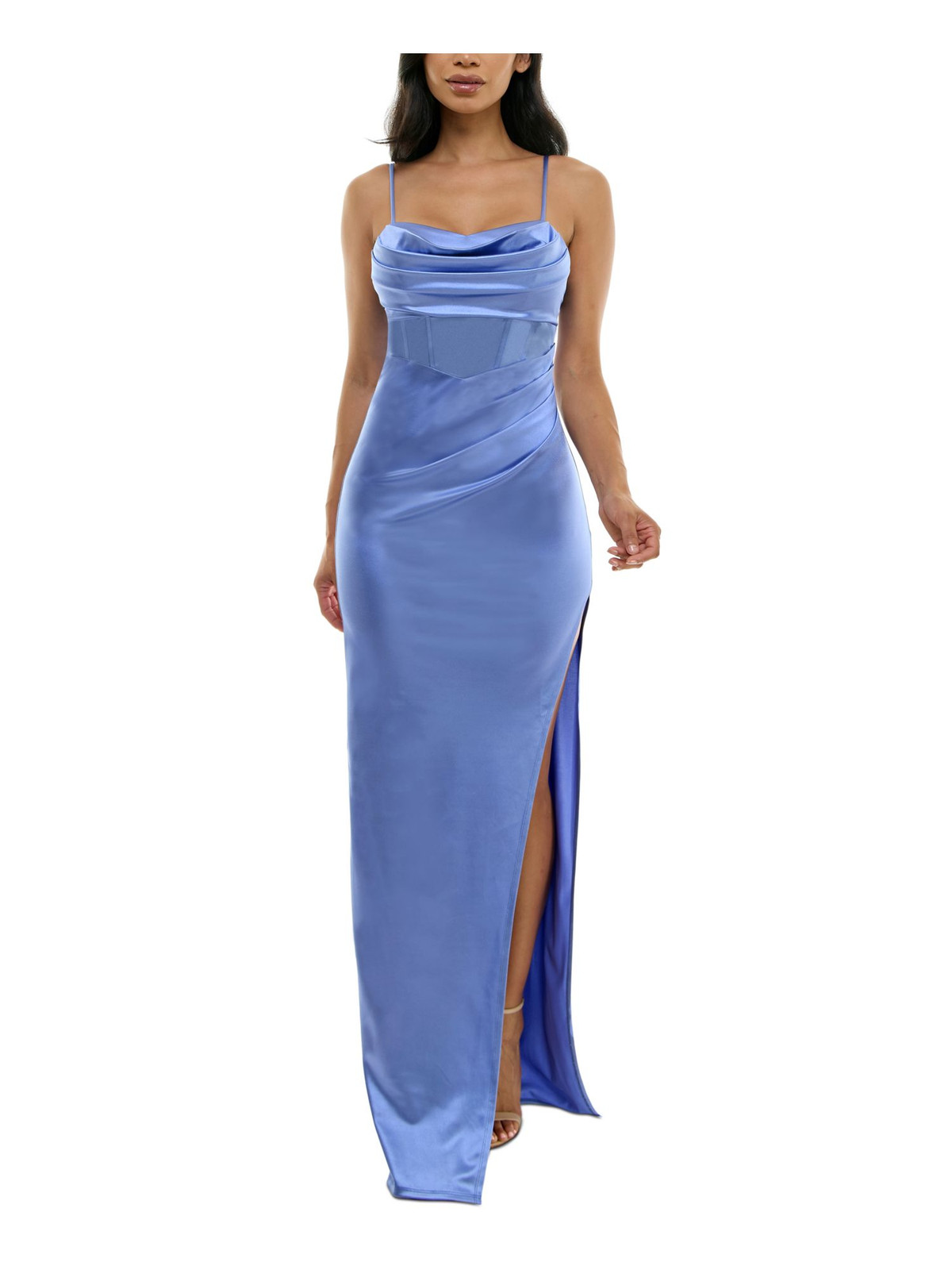 EMERALD SUNDAE Womens Blue Padded Adjustable Formal Dress Juniors Size XL