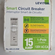 Leviton Smart Circuit Breaker LB115-DSR 15A 1-Pole 120V Arc-Ground Fault Remote