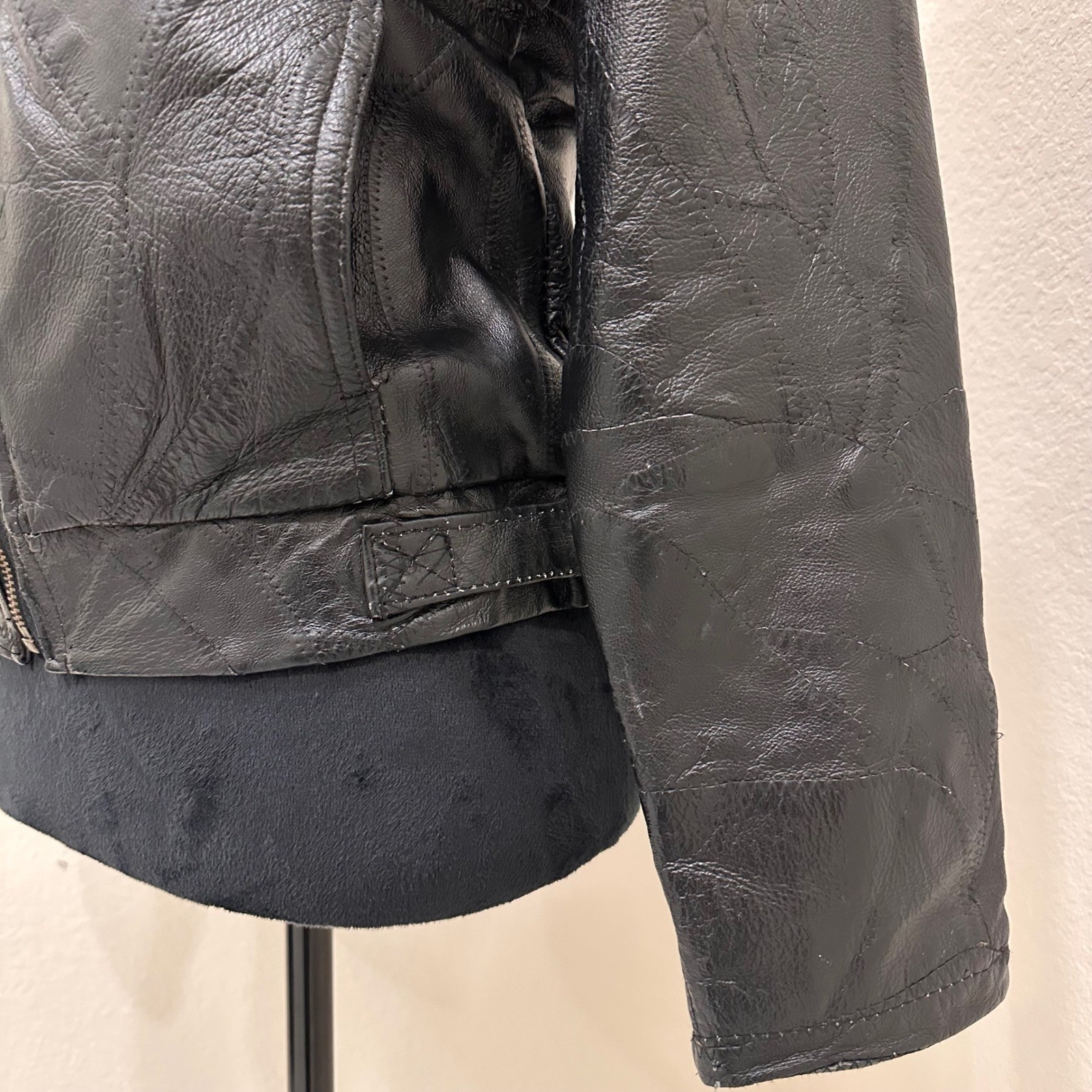 Vintage M Collection Black Patchwork Leather Jack… - image 5