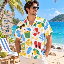 Summer Beach Fun Print Shirt Unisex Tropical Novelty Hawaiian Vacation#1