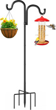 Adjustable Double Shepherds Hooks Heavy Duty Bird Feeder Pole Stand for Hanging
