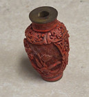   Carved Antique Cinnabar Lacquer Chinese Snuff Bottle  - 2 inches — photo 6