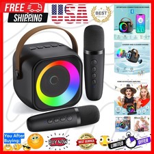 Mini Karaoke Machine, Portable Bluetooth Karaoke Speaker with 2 Wireless Micr...