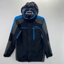 Columbia Interchange Jacket Shell Boys 14/16 Blue Black Gray Hooded Ski Winter