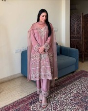 Stunning Pink French Crape Salwar Kameez With Dupatta For Women  Girls