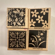 Stampin' Up 2003 Mostly Flowers Wood Rubber Stamp Set