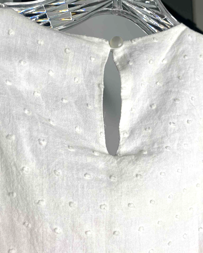 Women's White Floral Embroidered Boho Sleeveless Blouse Size small cottagecore - Bild 4 von 7