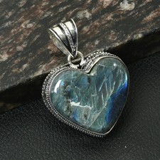 Labradorite Gemstone Handmade Antique Design Heart Pendant Jewelry 2