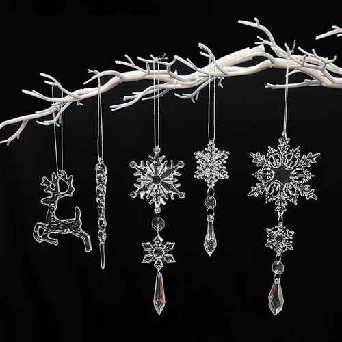 18x Decoración de Navidad Adornos de Cristal, Colgante Acrílico Navidad Copo de Nieve≮ - Imagen 9 de 12