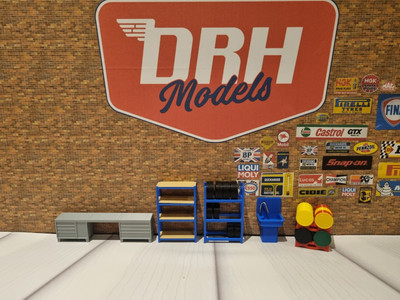 Garagenszene Zubehör C für Modellautos im Maßstab 1:32 Garage Diorama 3d gedruckt.