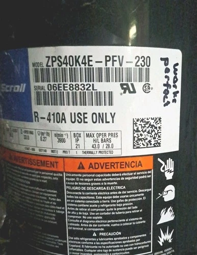 ZPS40K4E-PFV-230 Copeland 2 Stage Scroll Compressor R410A BTU (Loc: 1NCOND)