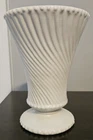 1960's McCoy Pottery Matte  Off-White Swirl Footed Flower Vase 7" Quiet Luxury