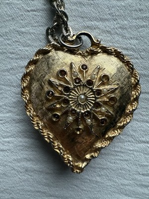 Vintage 1960s Rouan Locket Watch Gemstone Inset Swiss Mechanical Not Running