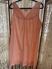Vintage Vanity Fair Peach Nightgown XL Lace Trim Sleeveless Original