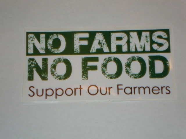 2 X NO FARMS NO FOOD STICKER 5" x 2.5" TRACTOR 4X4 QUAD FARMERS VEHICLES