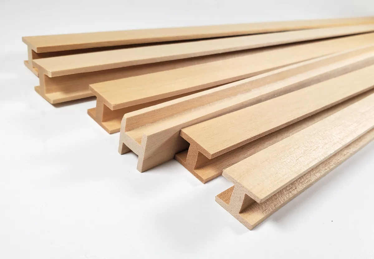 Miniature H Beams 6 pc Wood Trim Molding 1 cm Channel Dollhouses