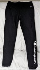Girls Champion Leggings Size Large Black W/White Script