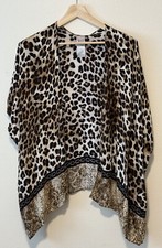 Chico  s Women  s One Size Leopard Print Fusion Ruana Poncho Lightweight Kimono