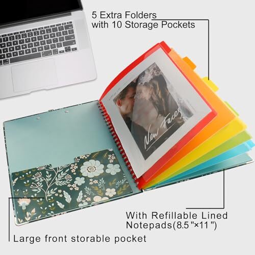 Clipboard Folio Spiral Folder Board5 Extra Folders with 10 Storage PocketsRef... - Picture 3 of 6